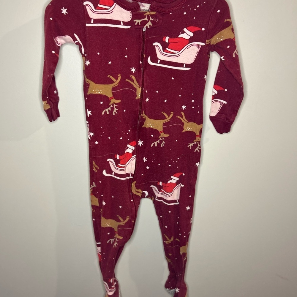 Carter's Burgundy Santa and Reindeer Footie